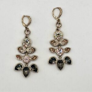 Givenchy Chandelier Gold Tone Drop Earrings - Grey, Clear & Champagne Pink Glass